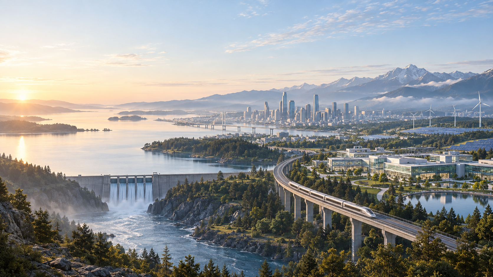 Integrated city, energy, rail and water systems in a national landscape